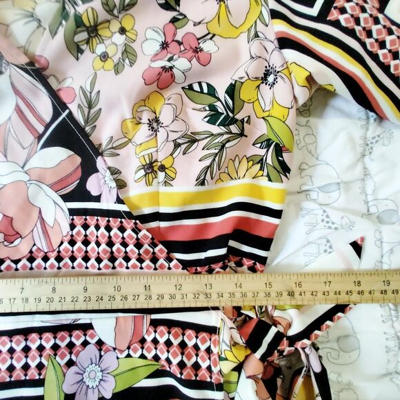 Who What Wear Wrap Maxi Dress Patchwork Floral Boho Cottagecore Medium - Picture 10 of 11